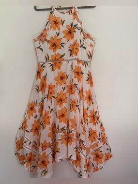 Lulu's XL Floral Dress White with Orange Flowers